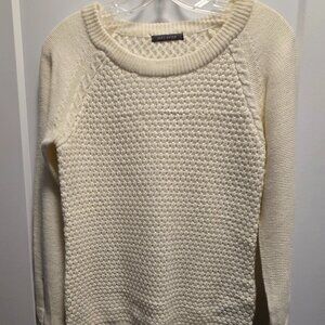 SUZY SHIER Women's 100% Acrylic Open Weave Front Knit Sweater - Cream - Medium